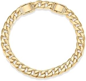 PAVOI 14K Gold Plated Chunky Curb Chain Anklet for Women | Lightweight Flat Curb Link Chain Anklets