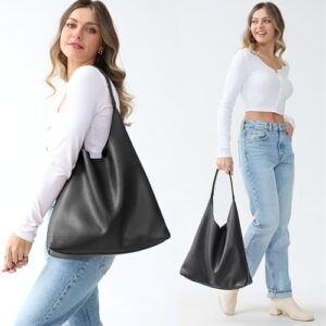 HOXIS Hobo Bags for Women Soft Vegan Leather Shoulder Handbag Slouchy Tote Purses - Image 2