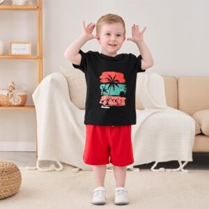 Kid Toddler Boy Summer Clothes Hawaiian Jungle Short Sleeve T-Shirt + Shorts 2PC Summer Outfits Set - Image 2