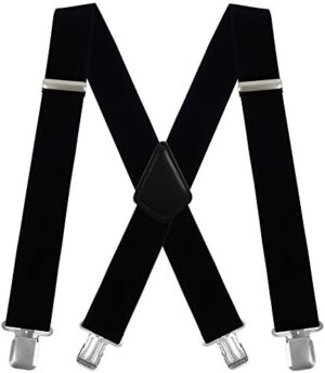 Moulen Men's X-Back 2 Inches Wide Heavy Duty Clips Adjustable Suspenders