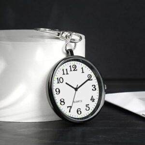 Minimalist Ultra Thin Open Face Quartz Pocket Watch with Key Buckle Unisex Portable Unisex Pocket Watch - Image 3