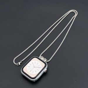 Metal Silicone Watch Band Compatible with Apple Watch Fob Necklace Keychain Clip Pocket watch Case 38mm 40mm 41mm 42mm 44mm 45mm for women men,Replacement Band for iwatch Series 9-1/SE - Image 4