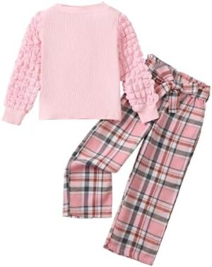 Little Girls Clothes 2 Piece Outfit Kids Long Sleeve T Shirt Pant Set Cute Fall Winter Outfits for Girl Age 4-8