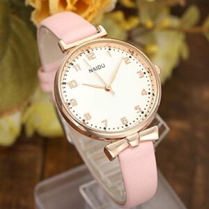 Top Plaza Womens Ladies Classic Simple Leather Analog Quartz Wrist Watch Rose Gold Case Arabic Numerals Casual Dress Watches - Image 5