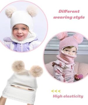 Camptrace Baby Toddler Winter Hat Scarf Set Pom Girls Boys Kids with Fleece Lined Beanie Snow Hat Hood - Image 8