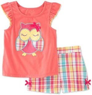 Bumeex Toddler Girls Summer Outfit Cotton Top and Shorts Clothing Set