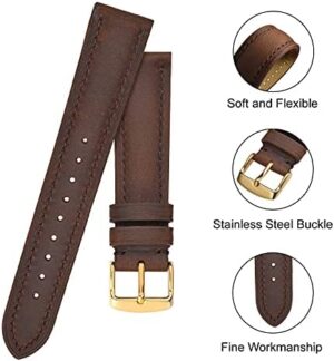 BISONSTRAP Vintage Watch Straps with Gold/Rose Gold Buckle, Leather Replacement Band 18mm 20mm 22mm - Image 4