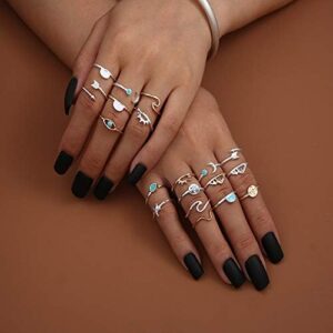 FUTIMELY Boho Retro Stackable Rings Sets for Women Knuckle Joint Finger Knuckle Nail Ring Sets Moon Stars Stack Preppy Statement Rings Cute Trendy Stuff Jewelry - Image 4