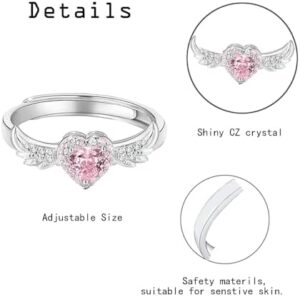 Beautiful Pink Angel Wings Rings, Adjustable Opening Size Rings for Women Teenage Girls, Adjustable Ring Jewelry, Best Birthday Gift Christmas Gifts. - Image 3