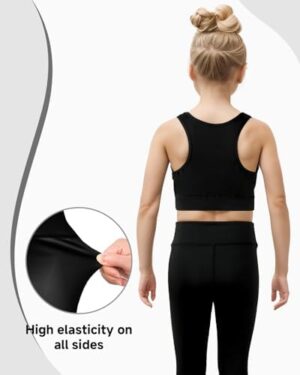 JiAmy Girls Yoga Leggings Girls Athletic Leggings Training Bras Set Kids Gym Crop Tank Top Activewear Set for 5-12 Years - Image 4