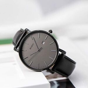 BUREI Men Wrist Watches Fashion Minimalist Analog Leather Quartz Waterproof Watches for Men - Image 2