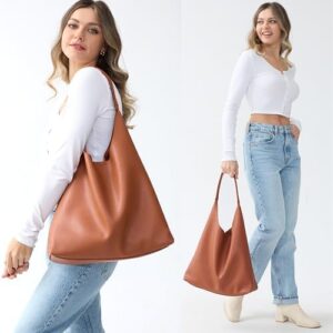 HOXIS Hobo Bags for Women Soft Vegan Leather Shoulder Handbag Slouchy Tote Purses - Image 2