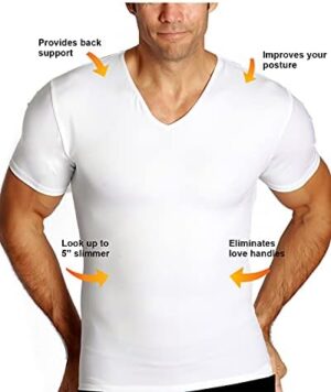 Insta Slim - Made in USA - Men’s Slimming Compression Body Shaper V-Neck for Back Support, Gynecomastia & Hernias - Image 5