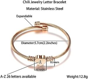 Rose Gold Women Heart Initial A-Z Letter Cuff Bracelets Name Expandable Bangle Bracelet Birthday Gifts - Image 2