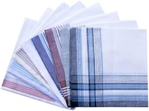 CoCoUSM Assorted Pack of Mens Classic Striped Border Cotton Handkerchiefs White