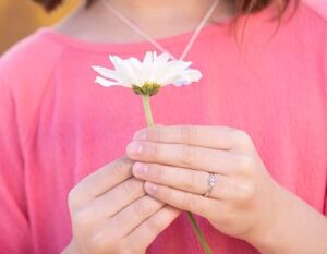 Precious Pieces Sterling Silver Simulated Birthstone Baby Ring with Flower for Little Girls - Image 2