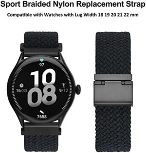 WOCCI 22mm Braided Nylon Watch Band for Men and Women, Quick Release, Black Stainless Steel Buckle (Black) - Image 9