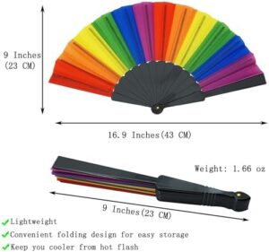 Temogole 6 Pack Pride Rainbow Folding Fans Decorations Pride Fan Gay Lesbian Wedding Pride Decor LGBT Pride Month Parade Accessories Party Favors Stuff Hand Fans for Women Men, Vertical Rainbow Black - Image 4