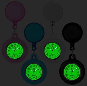 4 Pack Retractable Nurse Watch for Nurses Doctors, Clip-on Hanging Lapel Nurse Watch Silicone Cover Brooch Fob Pocket Watch Badge Reel - Image 2