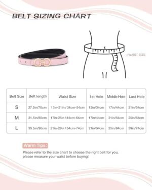 AWAYTR Skinny Reversible Belt for Girls - Kids Waist Leather Belt for Toddler with Gold Buckle for Dress Pants - Image 3