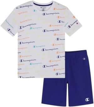 Champion Boys Shorts Sets 2 Piece Tee Shirt and Athletic Shorts for Kids