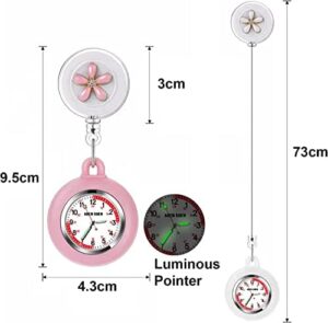 3X Retractable Nurse Watch for Nurses Doctors, Clip-on Hanging Lapel Nurse Watch Silicone Cover Brooch Fob Pocket Watch Badge Reel - Image 2