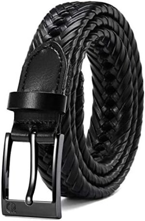 CHAOREN Leather Braided Belts for Men - 1 1/8" Mens Casual Woven Leather Belt for Dress Pants