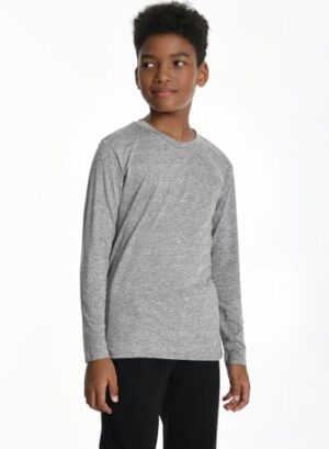 5 Pack: Youth Boys Long Sleeve Shirts Dry Fit Athletic T Shirts for Teens Kids Performance Activewear Tops Tees - Image 3