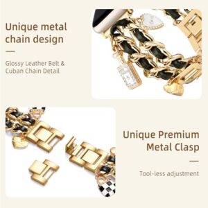 Stylish Metal Band Compatible with Apple Watch Bands for Women 40mm 38mm 41mm 44mm 42mm 45mm 46mm,Pretty Chain Strap with Apple Watch Accessories Charms for iWatch Bands Series 10 9 8 7 6 5 4 3 2 1 SE - Image 6