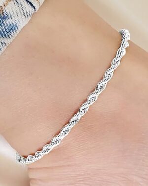 Sterling Silver Ankle Bracelets for Women Strong Lobster Clasp - Cuban Link, Figaro, Rope, Flat Mariner, Snake Herringbone, Satellite, Paperclip - Summer Beach Waterproof Silver Anklet - Image 3