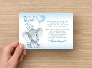 Your Main Event Prints Elephant Baby Shower Thank You Cards - 20 Count Pre-Written Thank You Cards - Baby Sprinkle Blue Dots - No Envelopes Included - Image 9