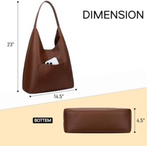 KKXIU Hobo Bags for Women Soft Leather Tote Purse Bag Slouchy Shoulder Handbag - Image 7