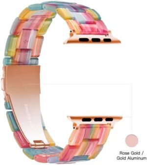 Light Apple Watch Band-Fashion Resin iWatch Bands for Women Men Bracelet Compatible with Stainless Steel Buckle for Apple Watch Series 10 Series SE Series 9 Series 8 Series 7 6 5 4 3 2 1 Ultra 2 1, 38mm/40mm/41mm/42mm(Series 10), 49mm/46mm/45mm/44mm/42mm(Series 3 2 1) - Image 2