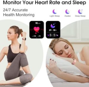 Smart Watch (Answer/Make Calls), 2.1" Smart Watches for Women 120+ Sport Modes Fitness Tracker with Sleep Heart Rate Monitor, Pedometer, IP68 Waterproof Women Fitness Watch for iOS Android Smartmatch - Image 5