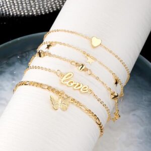 KISS WIFE Anklets for Women, Gold Anklet Bracelets for Women, Dainty Foot Jewelry Women's Ankelts Beach Gifts for Women - Image 6