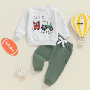 Baby Boy Fall Clothes Set Long Sleeve Letter Print Sweatshirt Pants Toddler Infant Outfits 6 12 18 24 Months 2T - Image 2