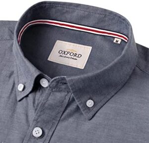 Alimens & Gentle Mens Solid Oxford Shirt Long Sleeve Button Down Shirts with Pocket - Image 2