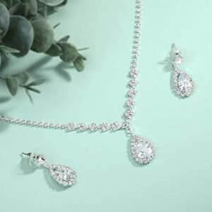 Unicra Bride Crystal Necklace Earrings Set Bridal Wedding Jewelry Sets Rhinestone Choker Necklace Prom Costume Jewelry Set for Women and Brides - Image 5