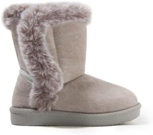 LONSOEN Kids Girls Boys Winter Warm Boots Suede Lightweight Faux Fur Lined Mid Calf Snow Boots for Toddler/Little Kid - Image 2