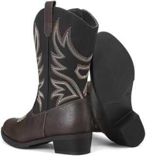 K KomForme Cowboy Boots for Girls and Boys Western Mid-Calf Pointed-Toe Cowgirl Boots (Toddler/Little Kid/Big Kid) - Image 3