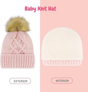 Baby Hats Newborn - Toddler Winter Baby Hat and Mitten Set Boy and Girls Baby Winter Hat Fleece Lined 0-6, 6-12, 12-24 Months - Image 3