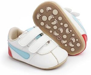 GAISUMMI Baby Boys Girls Sneakers Unisex Infant High Top PU Leather Crib Shoes Toddler Rubber Non-Slip Sole Prewalkers