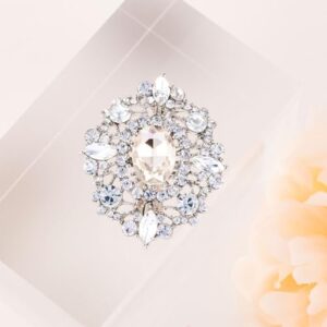 LAXPICOL Vintage Clear Austrian Crystal Brooch Pin for Women Elegant Wedding Bridal Brooches Broach Pin 1.69"*1.39" - Image 4