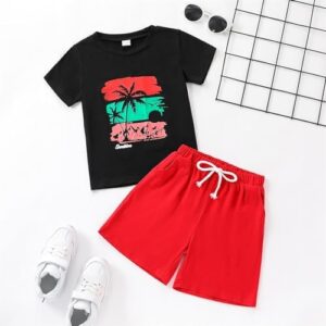 Kid Toddler Boy Summer Clothes Hawaiian Jungle Short Sleeve T-Shirt + Shorts 2PC Summer Outfits Set - Image 4