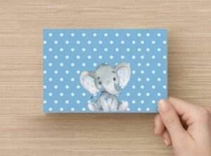 Your Main Event Prints Elephant Baby Shower Thank You Cards - 20 Count Pre-Written Thank You Cards - Baby Sprinkle Blue Dots - No Envelopes Included - Image 8