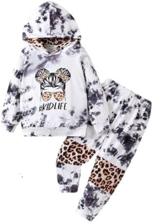 Kid Toddler Girl Clothes - Tie Dye Hoodie Sweatshirt Girl Outfits Pullover Jogger Hooded Sweatpant Set