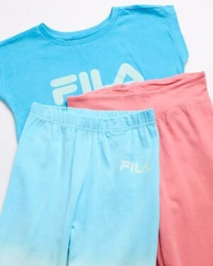 Fila Girls' Active Leggings Set - 3 Piece Performance T-Shirt, Yoga Pants, and Bike Shorts - Activewear Set for Girls (S-XL) - Image 3