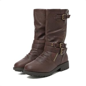 DREAM PAIRS Girls Buckle Zipper Knee High Winter Boots - Image 5