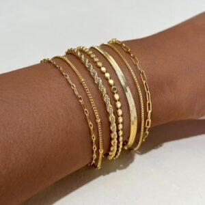 Gold Bracelets for Women,Dainty 14K Gold Plated Stack Set Trendy Stackable non tarnish Paperclip Chain Bracelets Gold Jewelry Sets Gifts for Women - Image 4