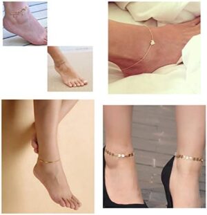 Softones 16Pcs Ankle Bracelets for Women Gold Silver Two Style Chain Beach Anklet Bracelet Jewelry Anklet Set,Adjustable Size - Image 4